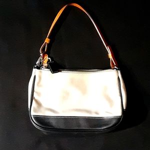 Small coach beige and black leather bag